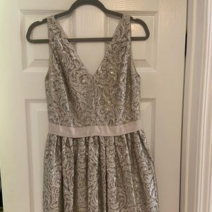 Robert Rodriguez Silver Lace Dress, size 10